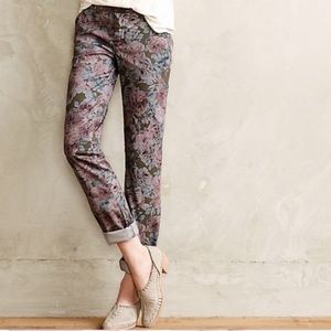 Pilcro Purple Floral Print Anthropologie Straight Leg Jeans 28